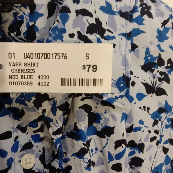 Club Monaco Mens Floral Button-Down Collared Shirt Blue White Small NEW WITH TAG - Picture 4 of 5